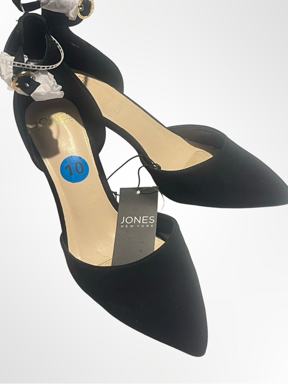 Jones New York Black Pointed Toe Ankle Strap NWT size 10 - Picture 1 of 7